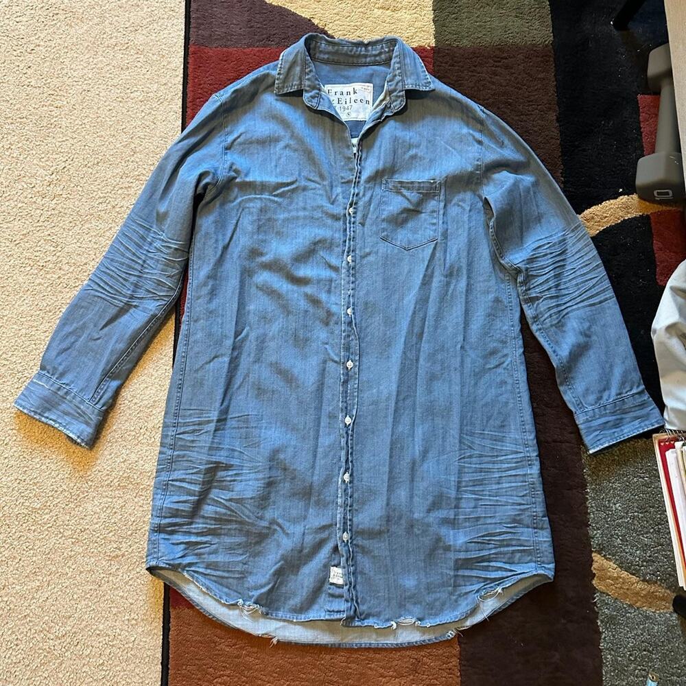 frank & eileen mary classic shirtdress in vintage stonewashed indigo size small